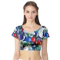 Random Baubles Short Sleeve Crop Top (tight Fit)