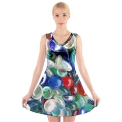 Random Baubles V-neck Sleeveless Skater Dress