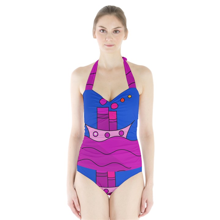 Boat Halter Swimsuit