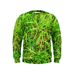 Natures Grass And Shamrock Print  Kids  Sweatshirt