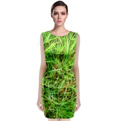 Natures Grass And Shamrock Print  Classic Sleeveless Midi Dress