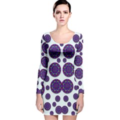 Shimmering Floral Abstracte Long Sleeve Velvet Bodycon Dress by pepitasart