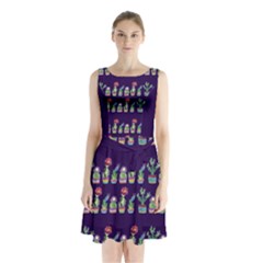 Cute Cactus Blossom Sleeveless Chiffon Waist Tie Dress by DanaeStudio