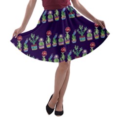 Cute Cactus Blossom A-line Skater Skirt by DanaeStudio