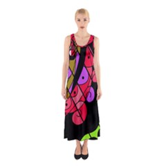 Elegant Abstract Decor Sleeveless Maxi Dress