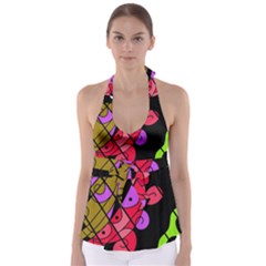 Elegant Abstract Decor Babydoll Tankini Top