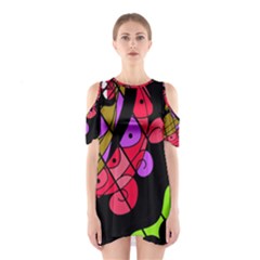 Elegant Abstract Decor Cutout Shoulder Dress