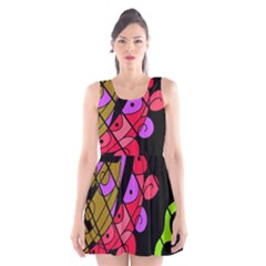 Elegant Abstract Decor Scoop Neck Skater Dress