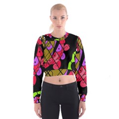 Elegant Abstract Decor Women s Cropped Sweatshirt by Valentinaart