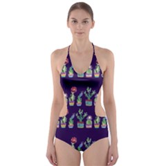 Cute Cactus Blossom Cut-out One Piece Swimsuit