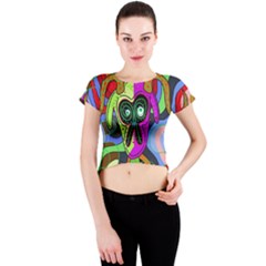 Colorful Goat Crew Neck Crop Top