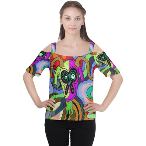 Colorful Goat Women s Cutout Shoulder Tee by Valentinaart