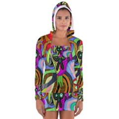 Colorful Goat Women s Long Sleeve Hooded T-shirt