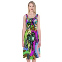 Colorful Goat Midi Sleeveless Dress