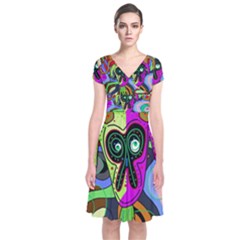 Colorful Goat Short Sleeve Front Wrap Dress