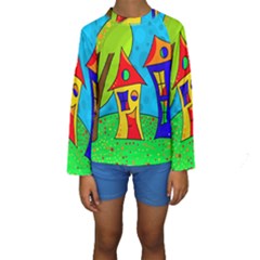 Two Houses  Kid s Long Sleeve Swimwear