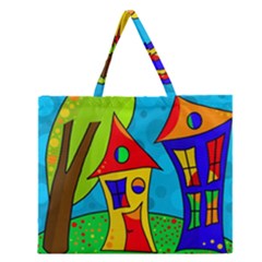 Two Houses  Zipper Large Tote Bag