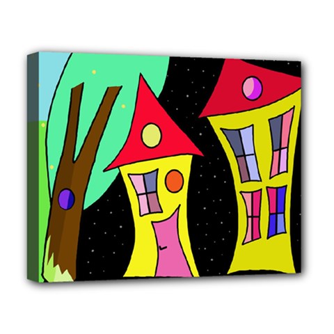 Two Houses 2 Deluxe Canvas 20  X 16   by Valentinaart