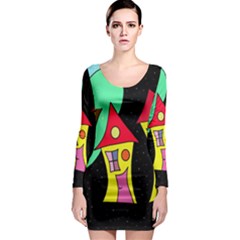 Two Houses 2 Long Sleeve Bodycon Dress by Valentinaart