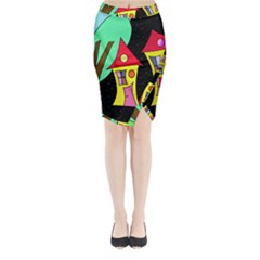 Two Houses 2 Midi Wrap Pencil Skirt by Valentinaart