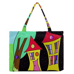 Two Houses 2 Medium Zipper Tote Bag