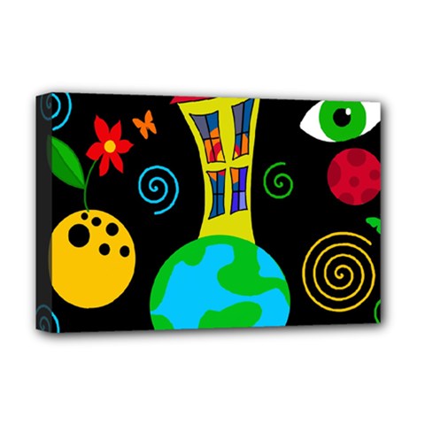 Playful Universe Deluxe Canvas 18  X 12   by Valentinaart