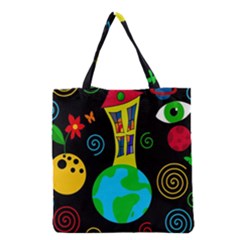 Playful Universe Grocery Tote Bag by Valentinaart