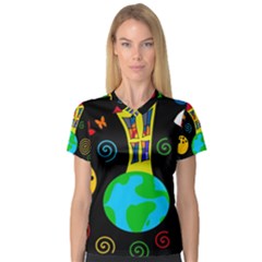 Playful Universe Women s V-neck Sport Mesh Tee