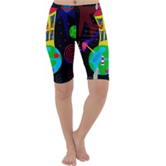 Colorful Universe Cropped Leggings  by Valentinaart