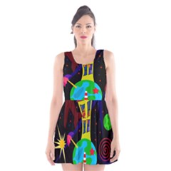 Colorful Universe Scoop Neck Skater Dress by Valentinaart