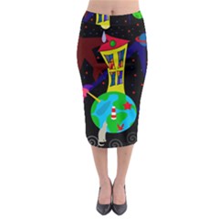 Colorful Universe Midi Pencil Skirt