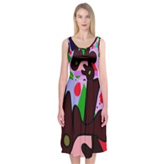 Decorative Abstraction Midi Sleeveless Dress