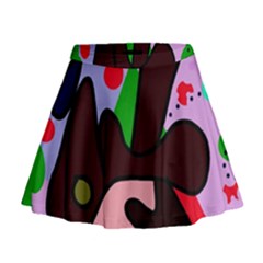 Decorative Abstraction Mini Flare Skirt