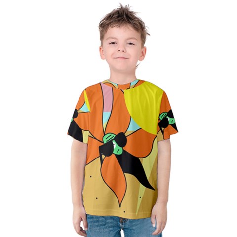 Sunflower On Sunbathing Kid s Cotton Tee by Valentinaart