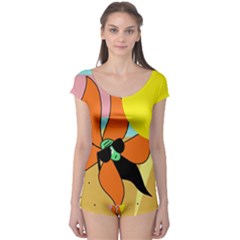 Sunflower On Sunbathing Boyleg Leotard  by Valentinaart