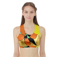 Sunflower On Sunbathing Sports Bra With Border by Valentinaart