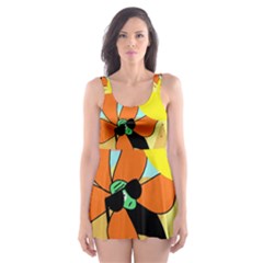 Sunflower On Sunbathing Skater Dress Swimsuit