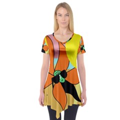 Sunflower On Sunbathing Short Sleeve Tunic 