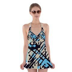 Abstract Decor - Blue Halter Swimsuit Dress by Valentinaart