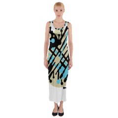 Abstract Decor - Blue Fitted Maxi Dress