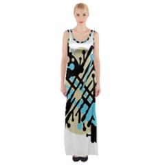 Abstract Decor - Blue Maxi Thigh Split Dress