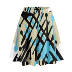 Abstract Decor - Blue High Waist Skirt