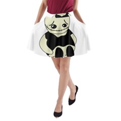 Halloween Sad Monster A-line Pocket Skirt