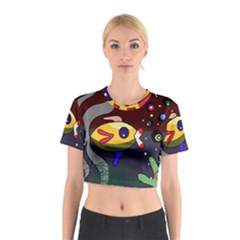 Fish Cotton Crop Top by Valentinaart