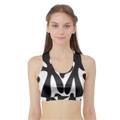 Black And White Dance Sports Bra With Border by Valentinaart