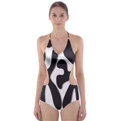 Black And White Dance Cut-out One Piece Swimsuit