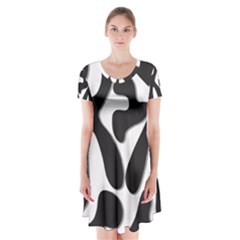 Black And White Dance Short Sleeve V-neck Flare Dress