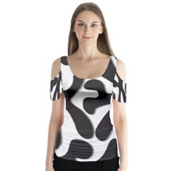 Black And White Dance Butterfly Sleeve Cutout Tee 