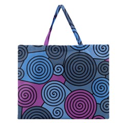 Blue Hypnoses Zipper Large Tote Bag