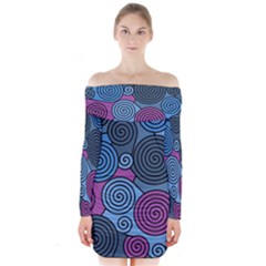 Blue Hypnoses Long Sleeve Off Shoulder Dress